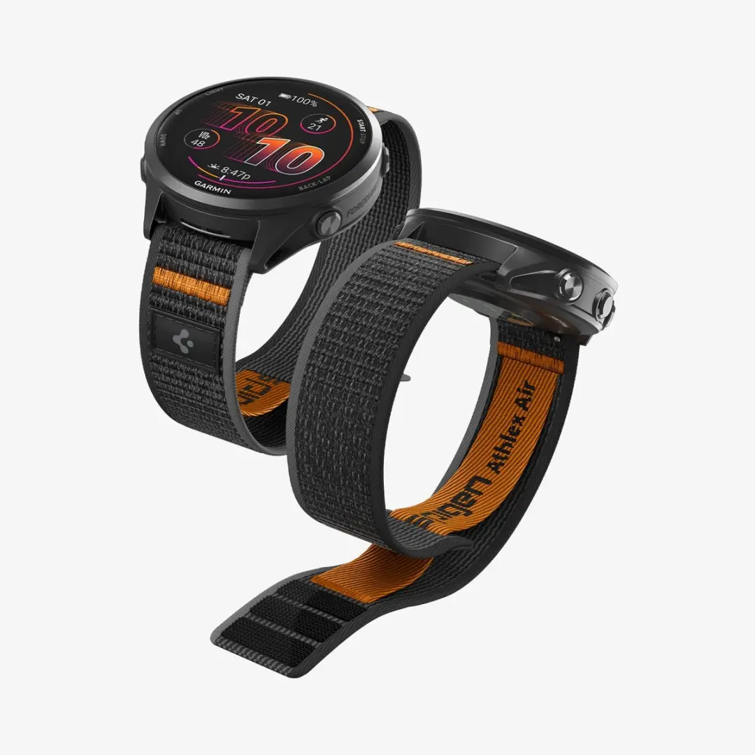 Spigen Athlex Air AMP11425 Horloge Band - Garmin Venu/Forerunner - 22mm - Zwart Oranje - afbeelding 5 van 6
