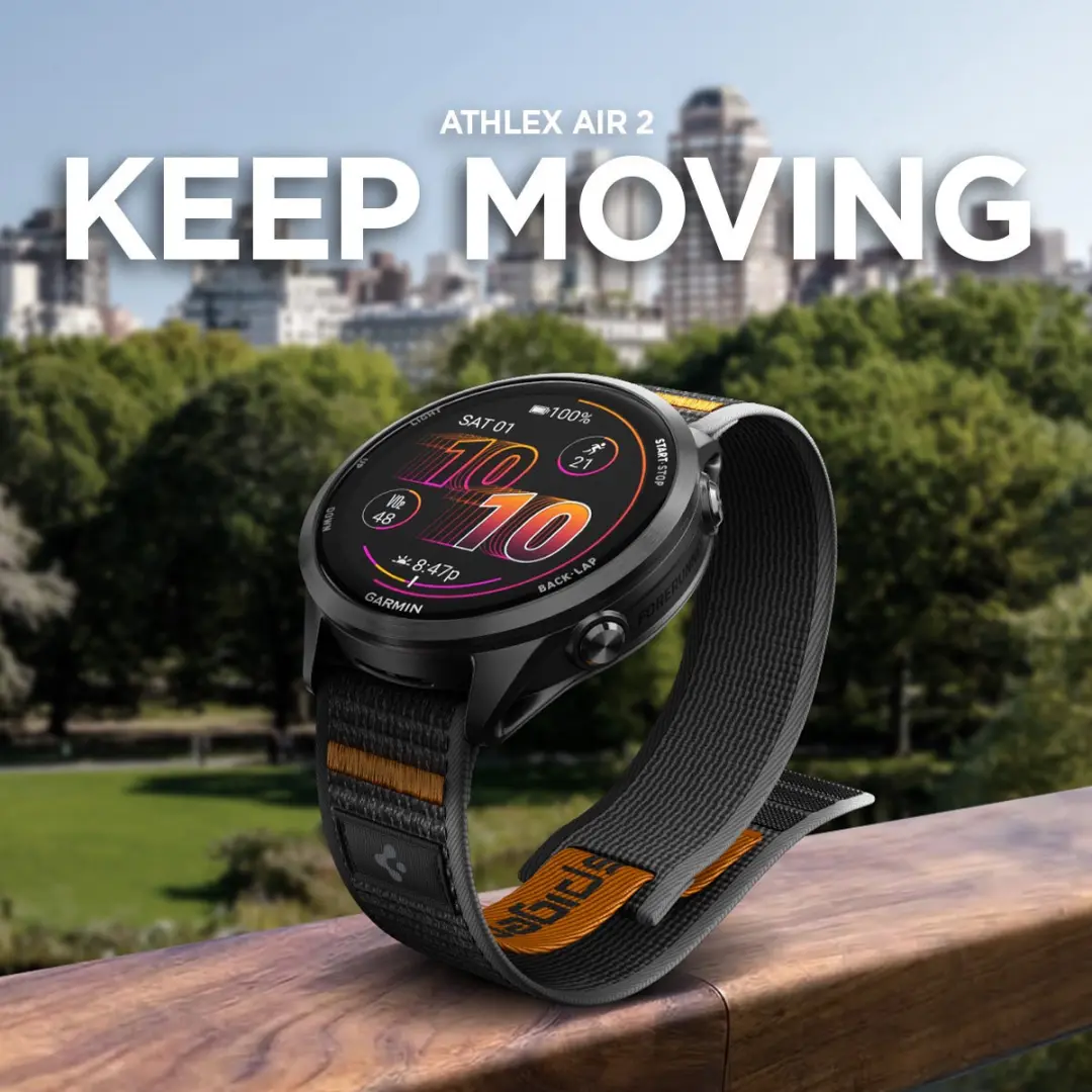 Spigen Athlex Air AMP11425 Horloge Band - Garmin Venu/Forerunner - 22mm - Zwart Oranje - afbeelding 2 van 6