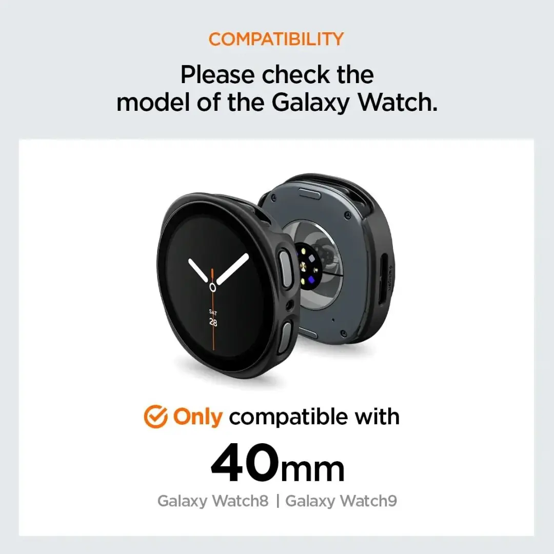Spigen Thin Fit Bumper Hoesje Samsung Galaxy Watch 9/8 40mm - Zwart - afbeelding 6 van 6
