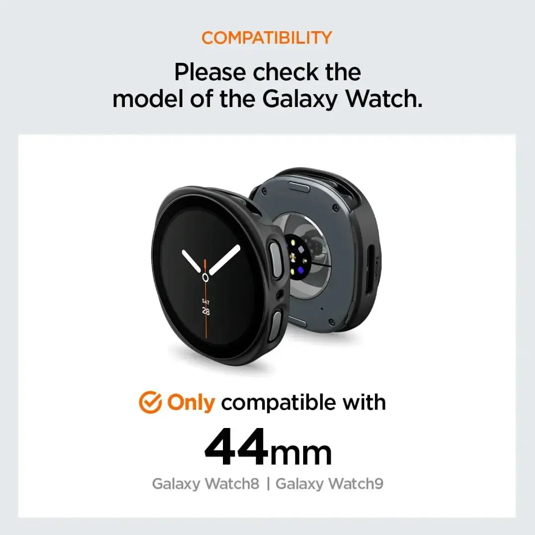 Spigen Thin Fit ACS11601 Hoesje - Samsung Galaxy Watch 9/8 44mm - Zwart - afbeelding 5 van 6