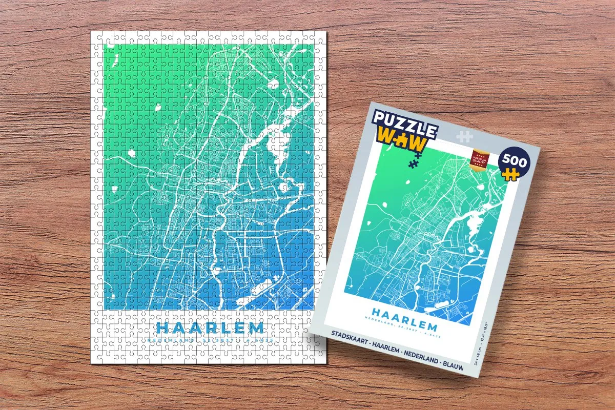 PuzzleWow Haarlem Legpuzzel 500 Stuks - Stadskaart - Multicolor