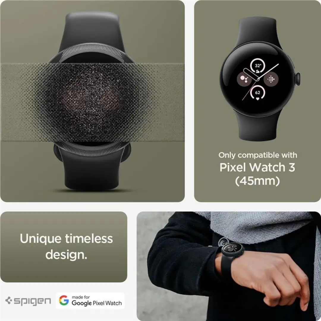 Spigen Liquid Air Hoesje Pixel Watch 3 45mm - Matzwart - afbeelding 6 van 6