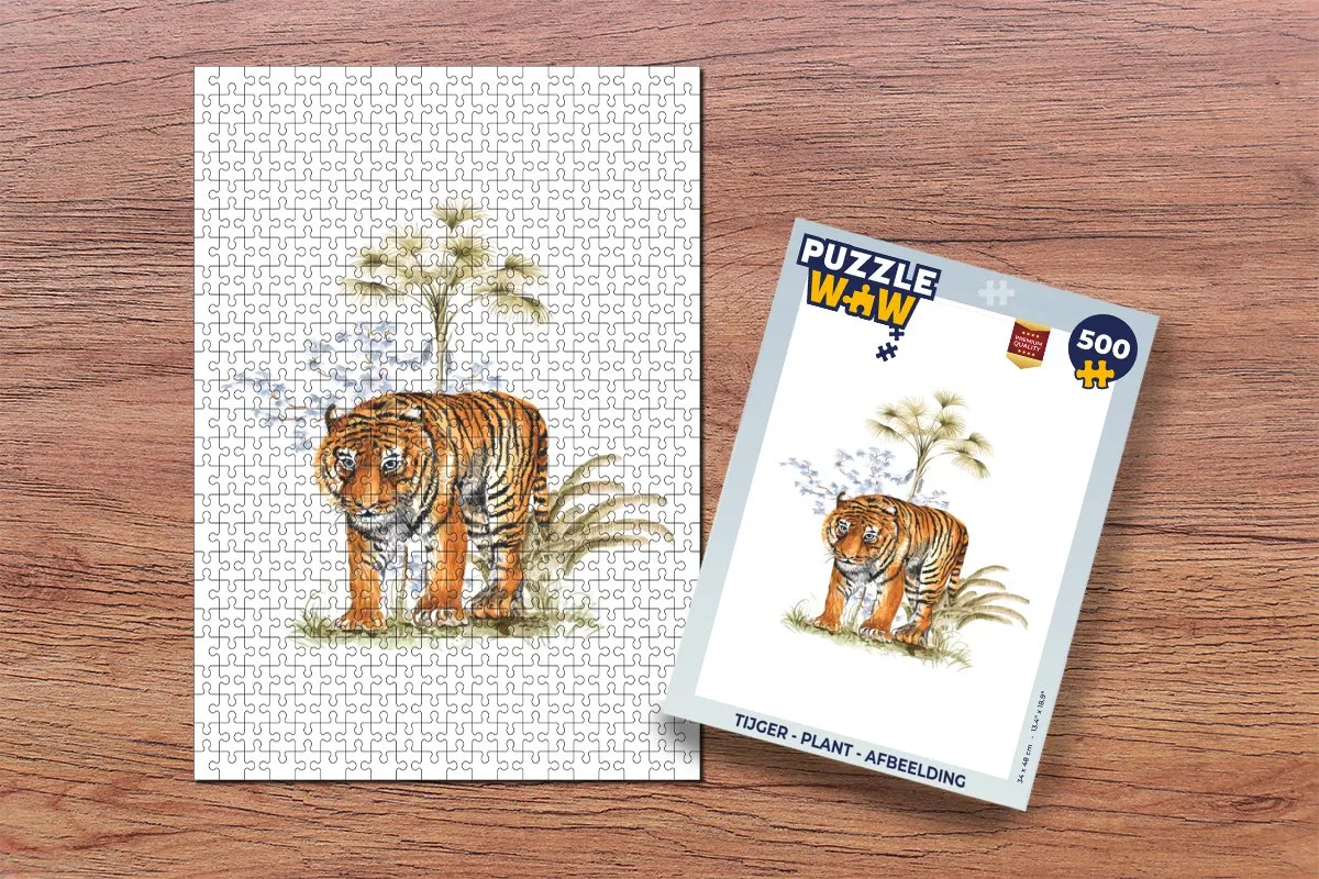 PuzzleWow Tijger Plant Legpuzzel 500 Stuks - Multicolor