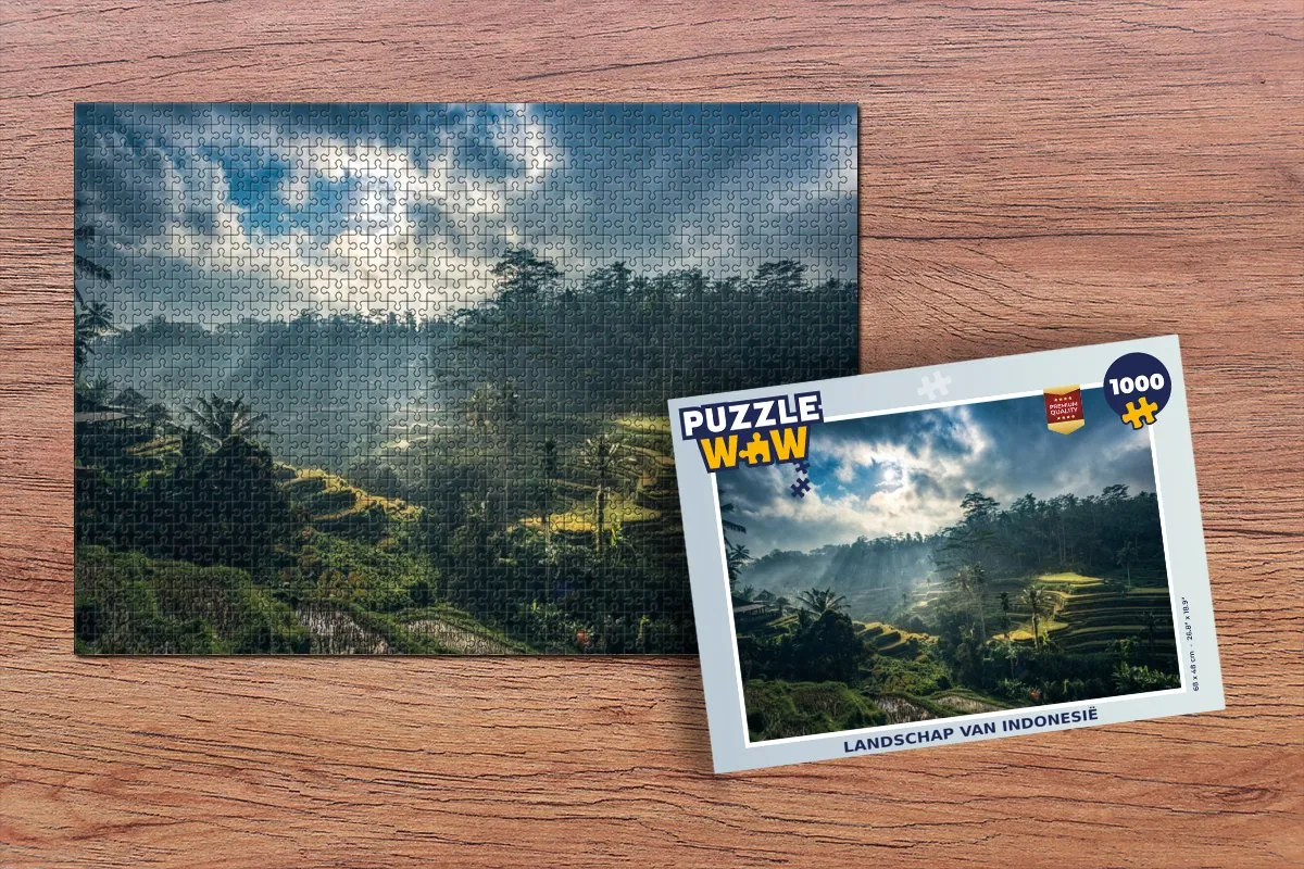 PuzzleWow Landschap van Indonesië Legpuzzel 1000 Stuks - Multicolor