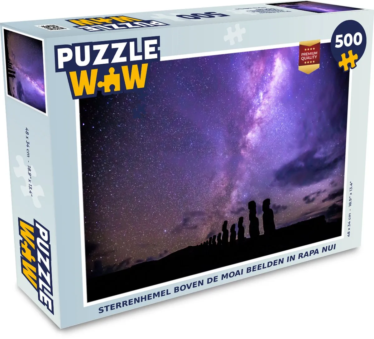 PuzzleWow Sterrenhemel Moai Rapa Nui Legpuzzel 500 Stuks - Multicolor