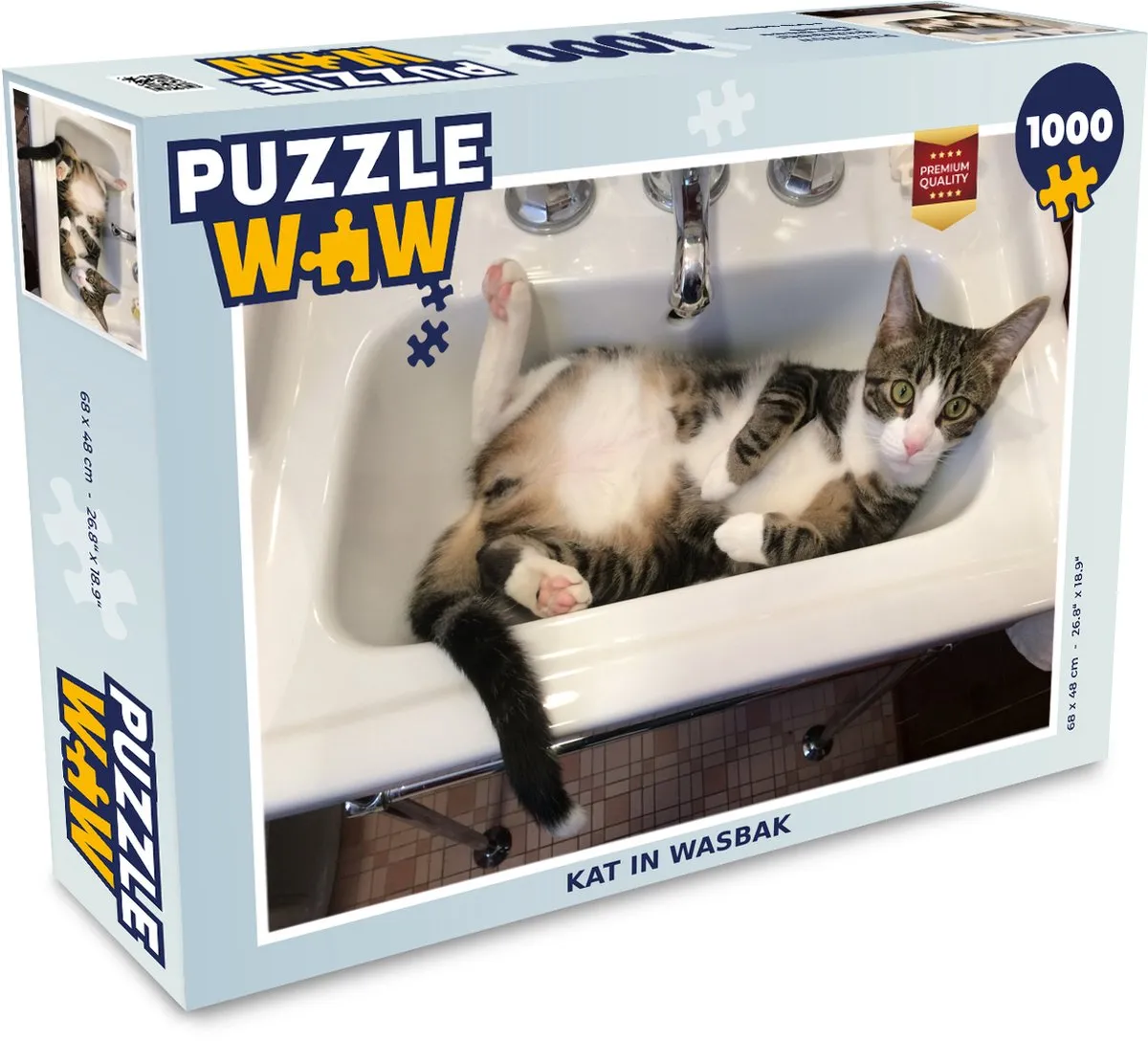 PuzzleWow Kat Wasbak Legpuzzel 1000 Stuks