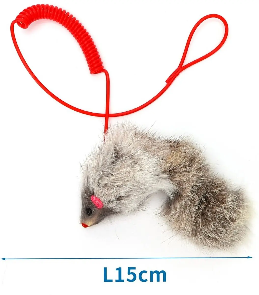 Nobleza Pluche Muis aan Touwtje - Rood/Grijs - afbeelding 3 van 5