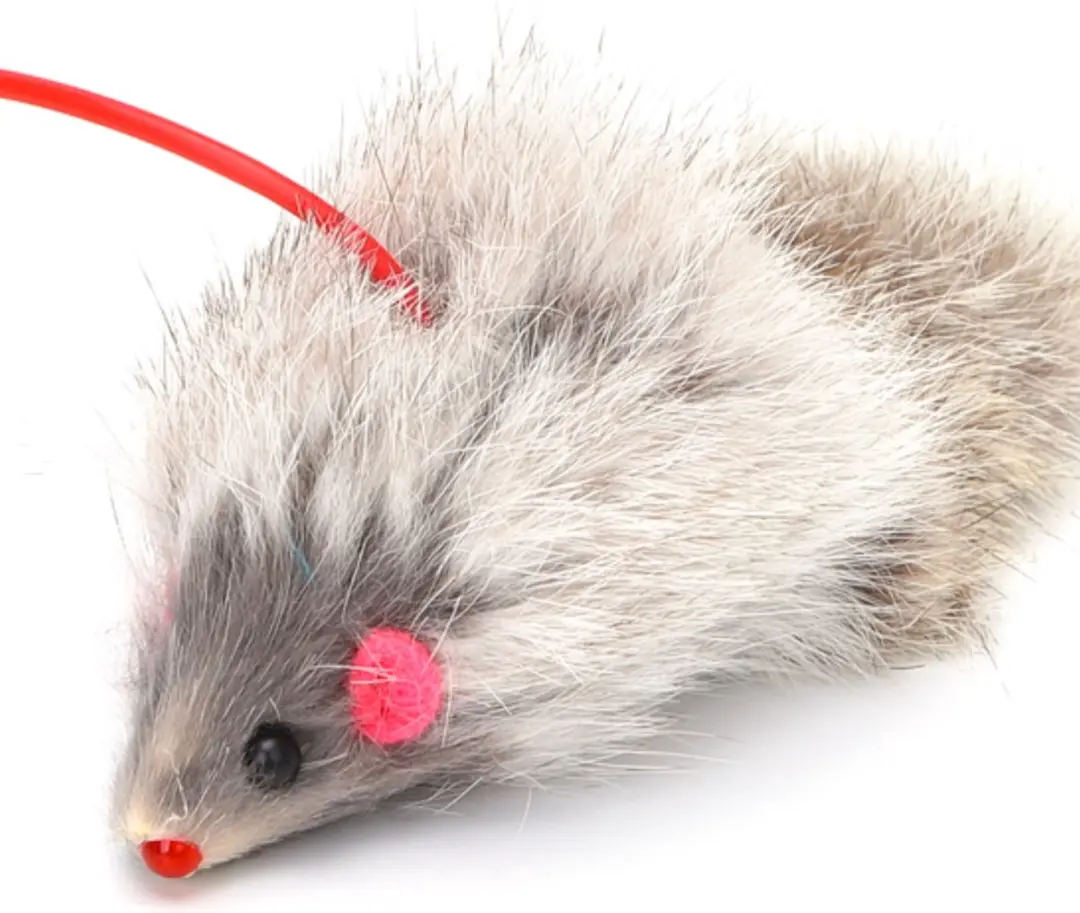Nobleza Pluche Muis aan Touwtje - Rood/Grijs - afbeelding 2 van 5