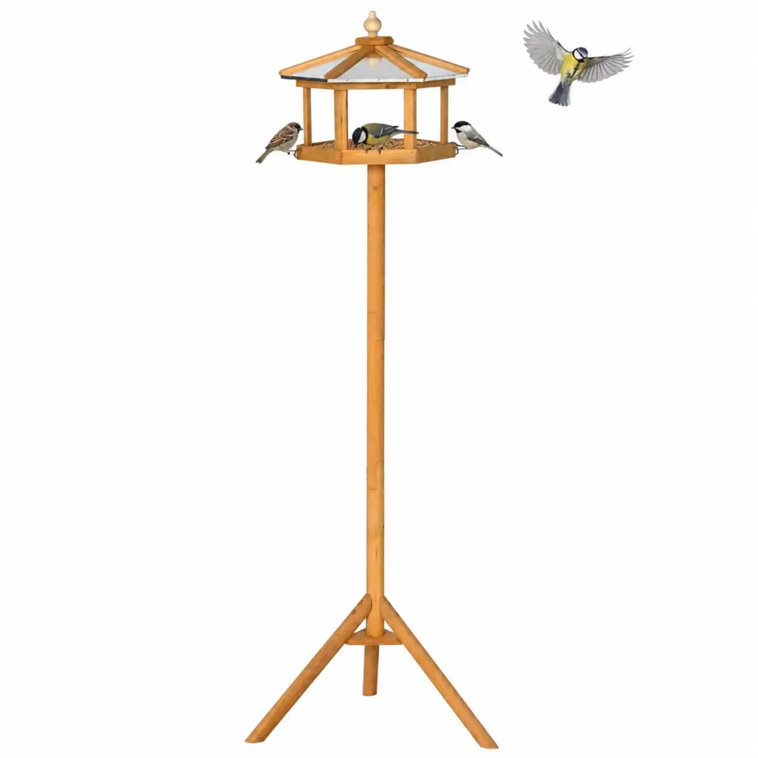 PawHut Bird Stand-Holz-Ø57,7 x 153H cm-Naturholz