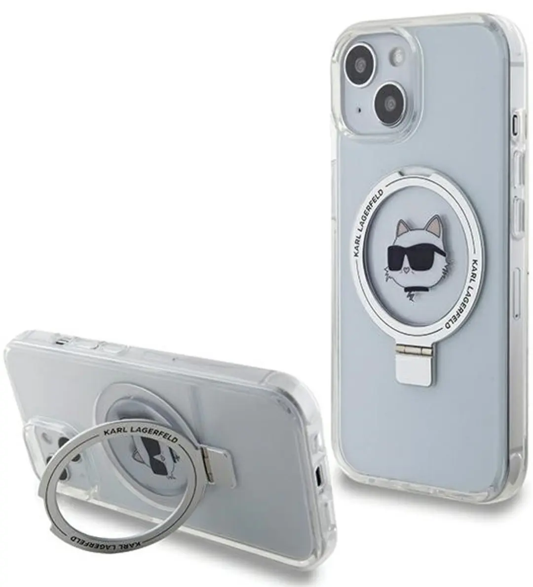 Karl Lagerfeld iPhone 15 Etui Ringstand MagSafe Choupette Hoofd