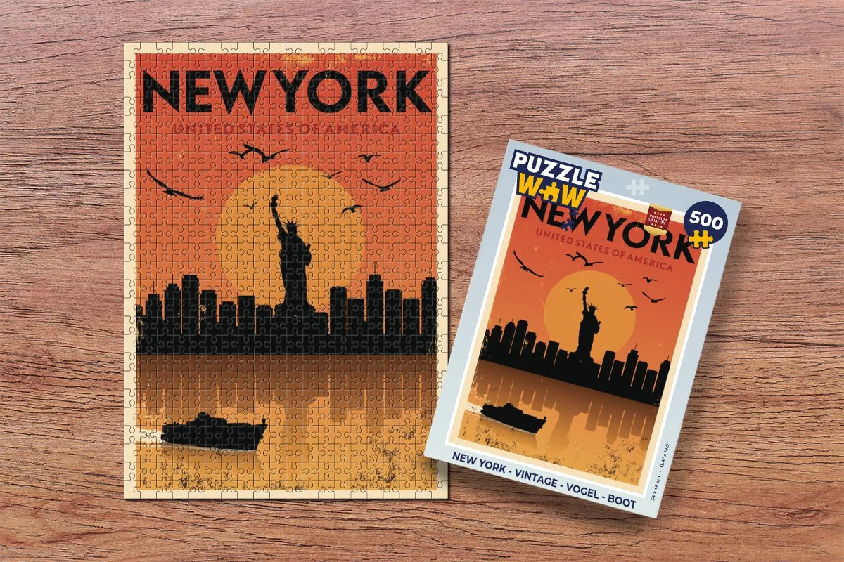 PuzzleWow New York Vintage Vogel Boot Legpuzzel 500 Stuks - Multicolor
