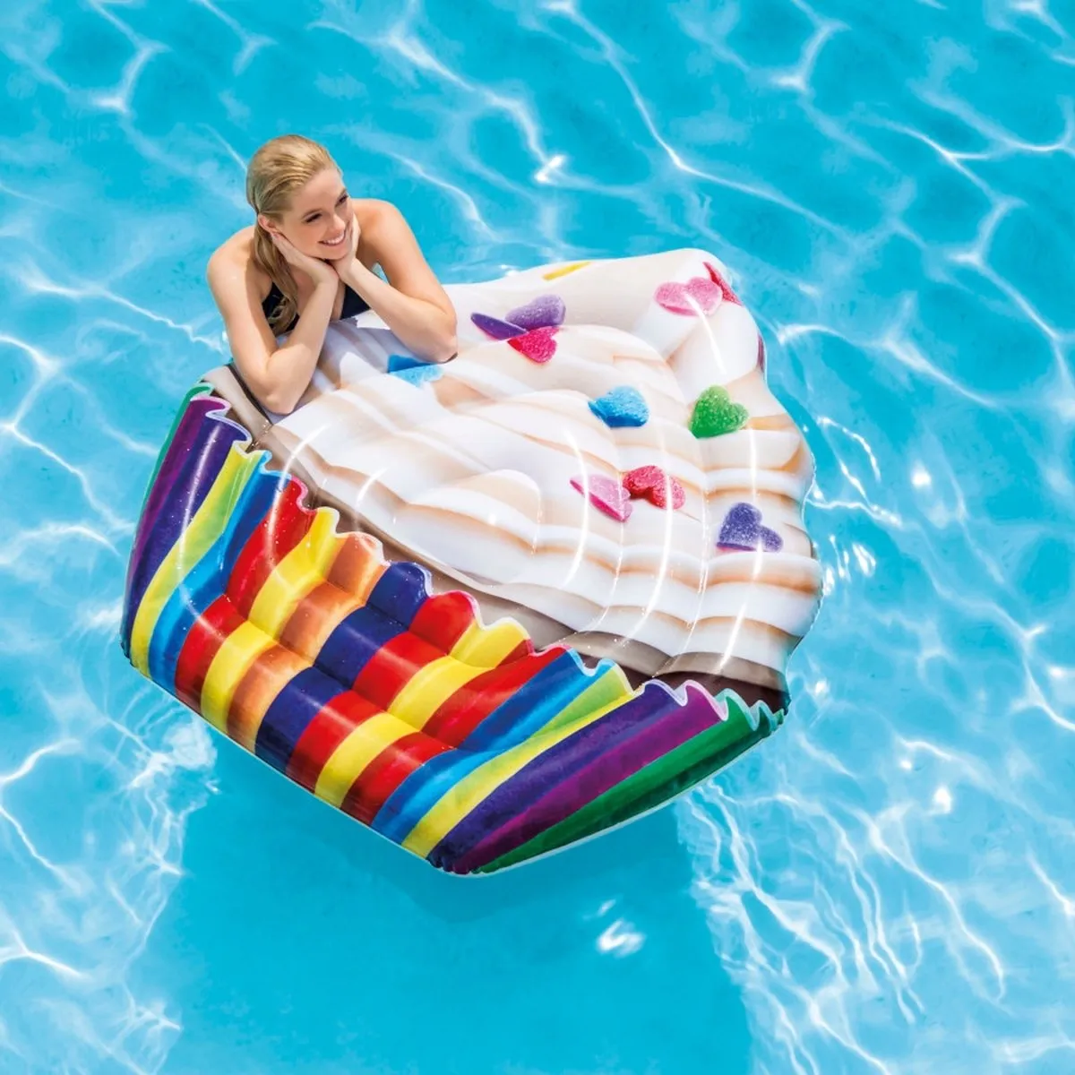 Intex Luchtbed Cupcake 142x135cm - Multicolor