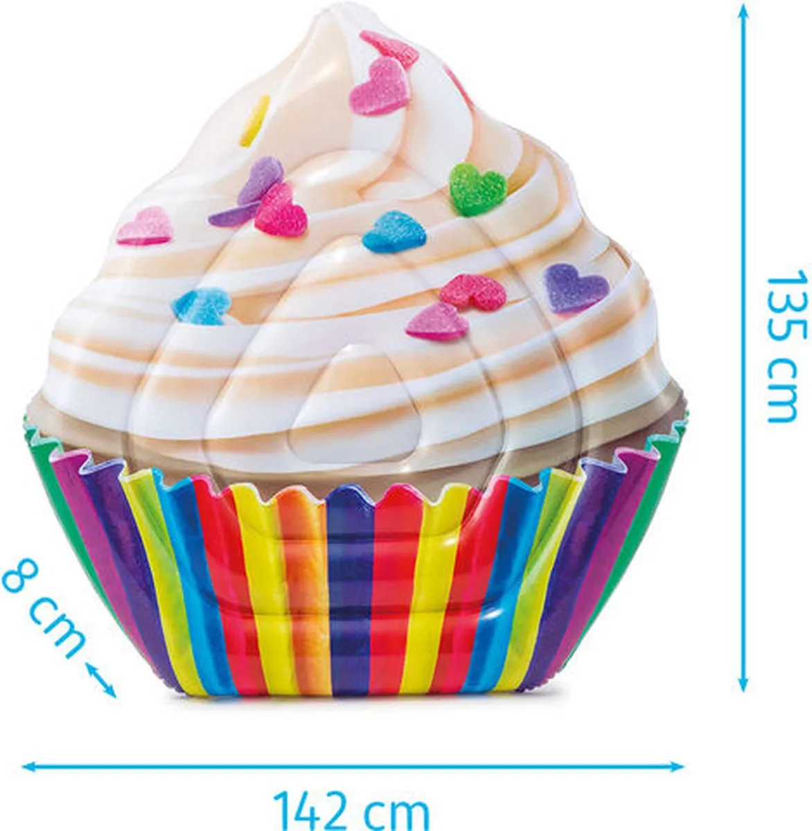 Intex Luchtbed Cupcake 142x135cm - Multicolor
