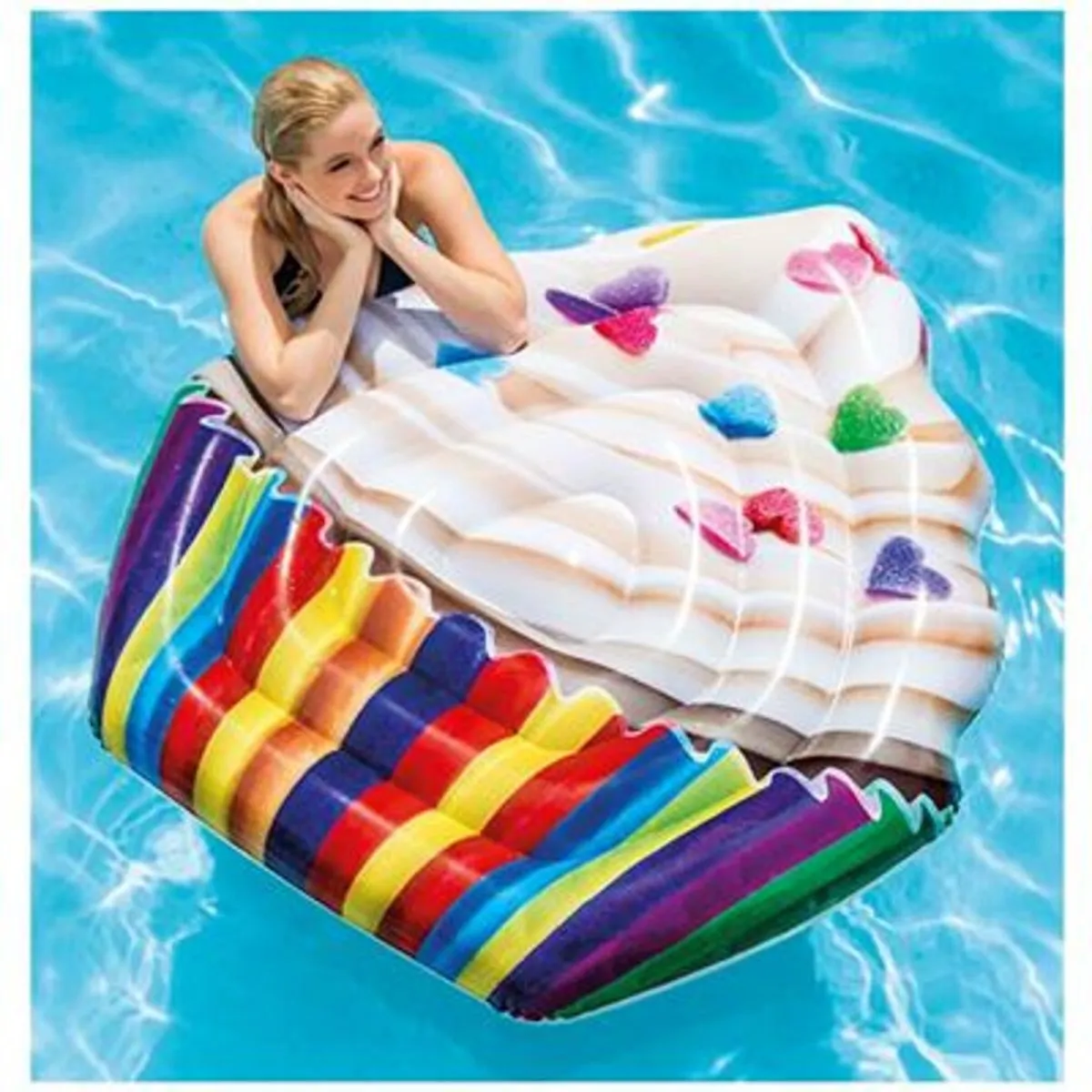 Intex Luchtbed Cupcake 142x135cm - Multicolor