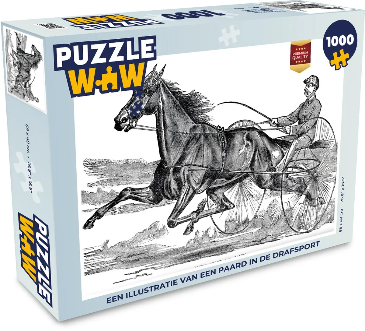 PuzzleWow Legpuzzel Paard Drafsport 1000 Stuks - Multicolor