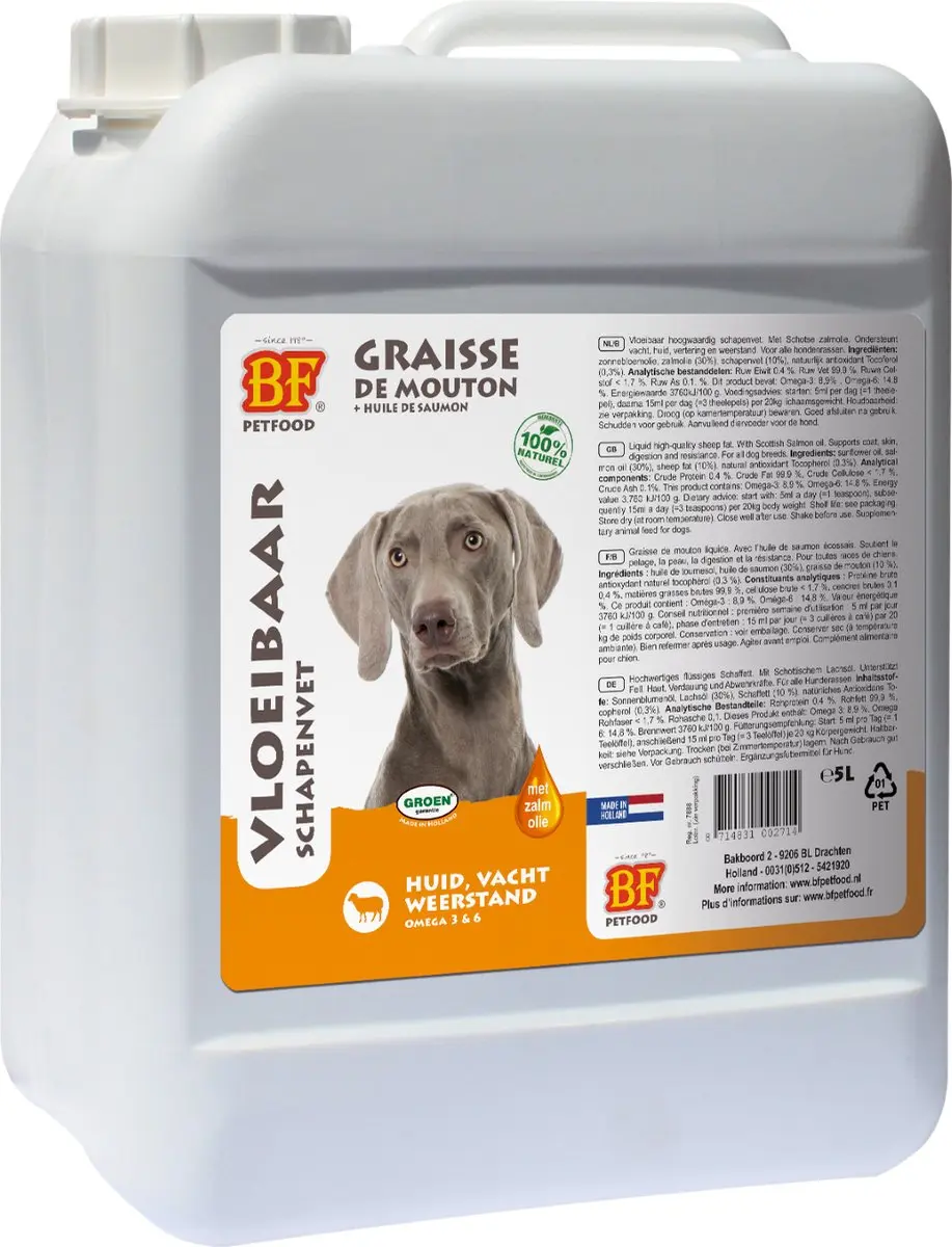 BF Petfood Omega+ Schapenvet 5 Liter
