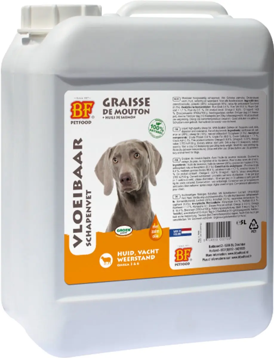 BF Petfood Omega+ Schapenvet 5 Liter - afbeelding 4 van 4