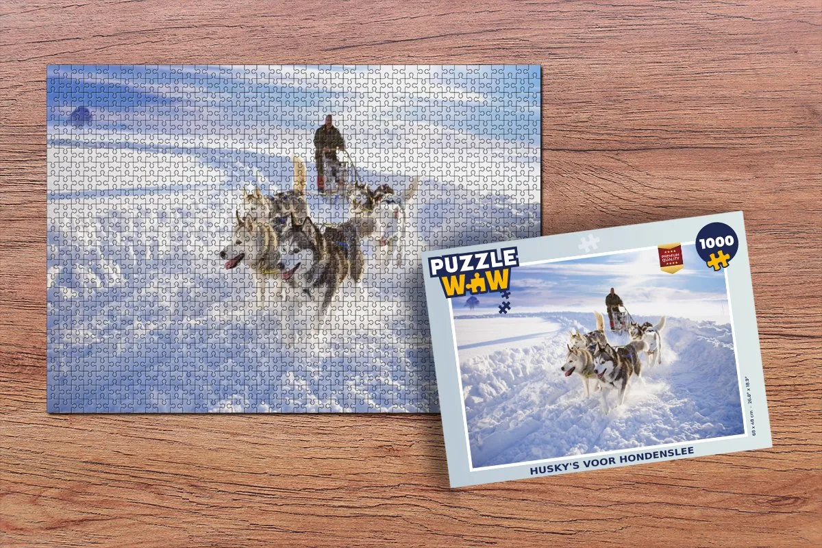 PuzzleWow Husky's Hondenslee Legpuzzel 1000 Stuks - Multicolor