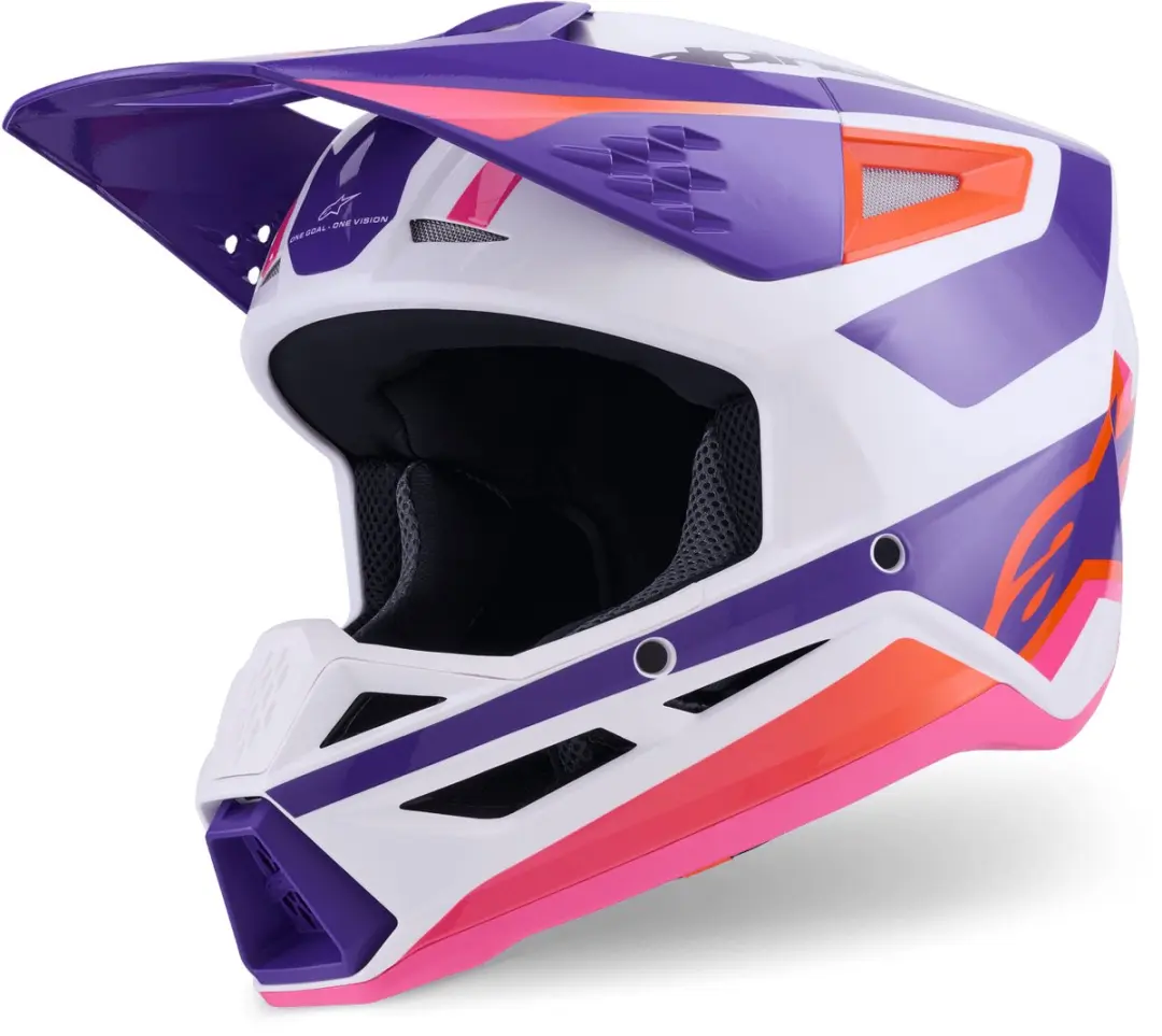 Alpinestars S-M3 Heat Helm - XXL - Wit Paars Roze Glanzend - afbeelding 2 van 6