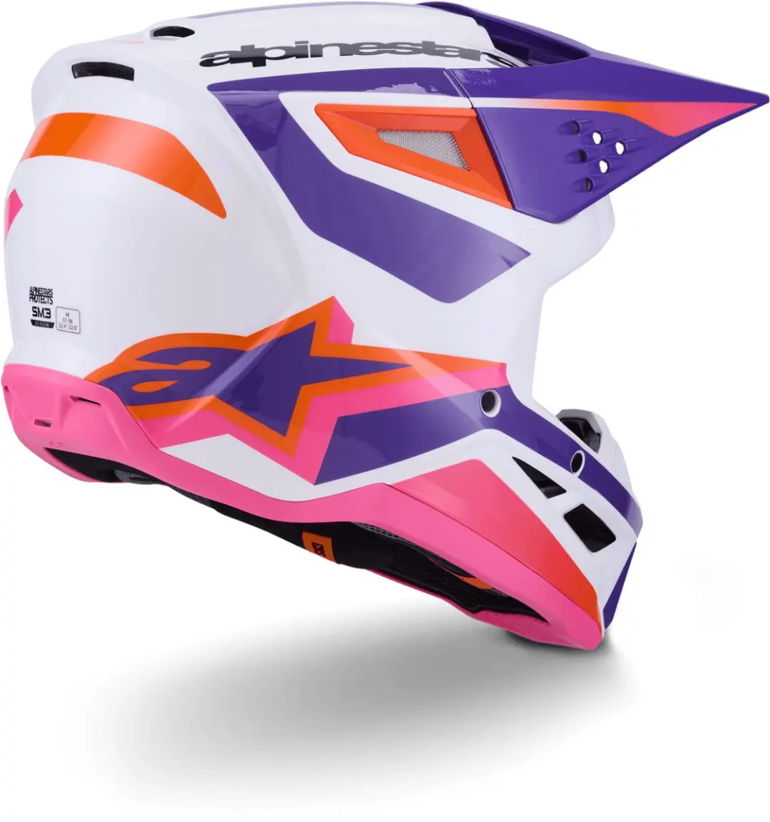 Alpinestars S-M3 Heat Helm - XXL - Wit Paars Roze Glanzend - afbeelding 5 van 6