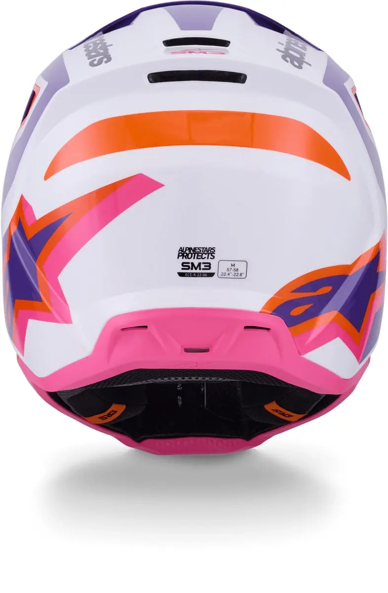 Alpinestars S-M3 Heat Helm - XXL - Wit Paars Roze Glanzend - afbeelding 6 van 6