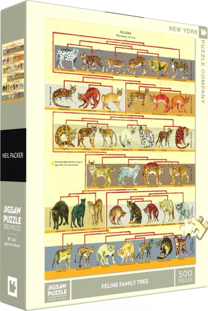 The New York Puzzle Company Feline Family Tree - 500 Stuks - Multi