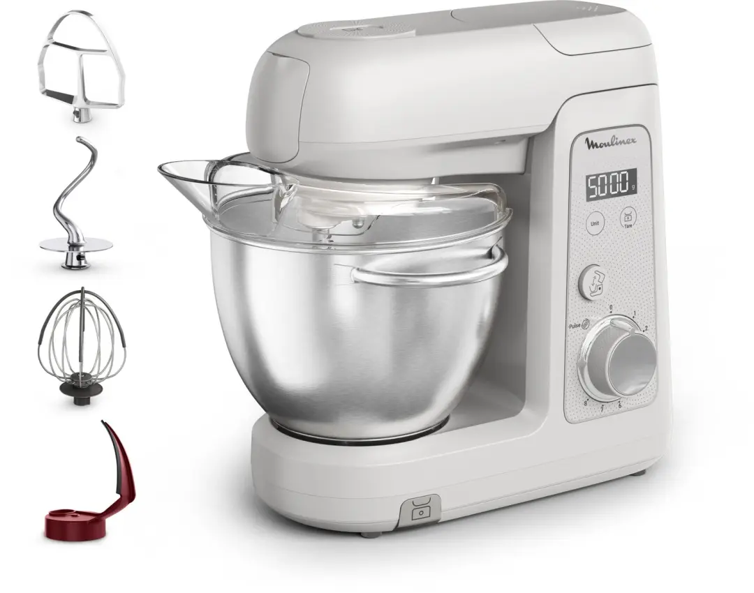 Moulinex Bake Partner + Keukenmachine, 1100 W, Kom 4,6 L, Ingebouwde Weegschaal,