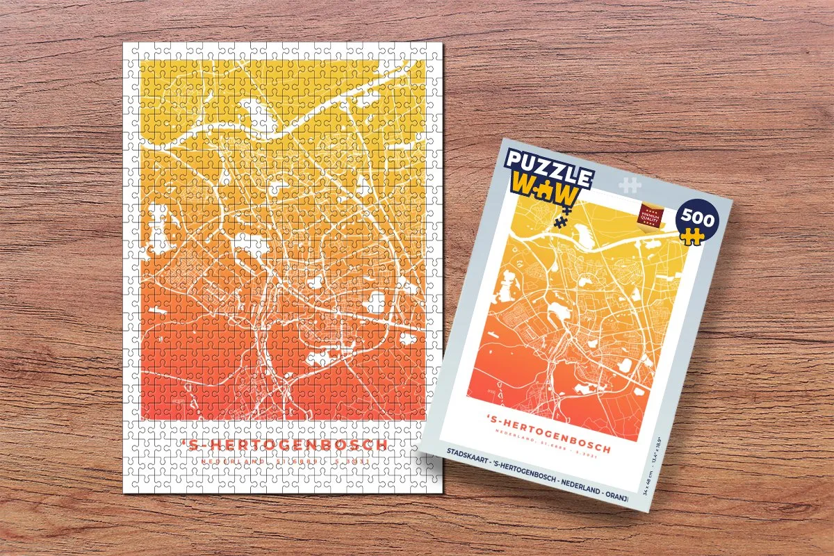 PuzzleWow Stadskaart 's-Hertogenbosch Legpuzzel 500 Stuks - Multicolor