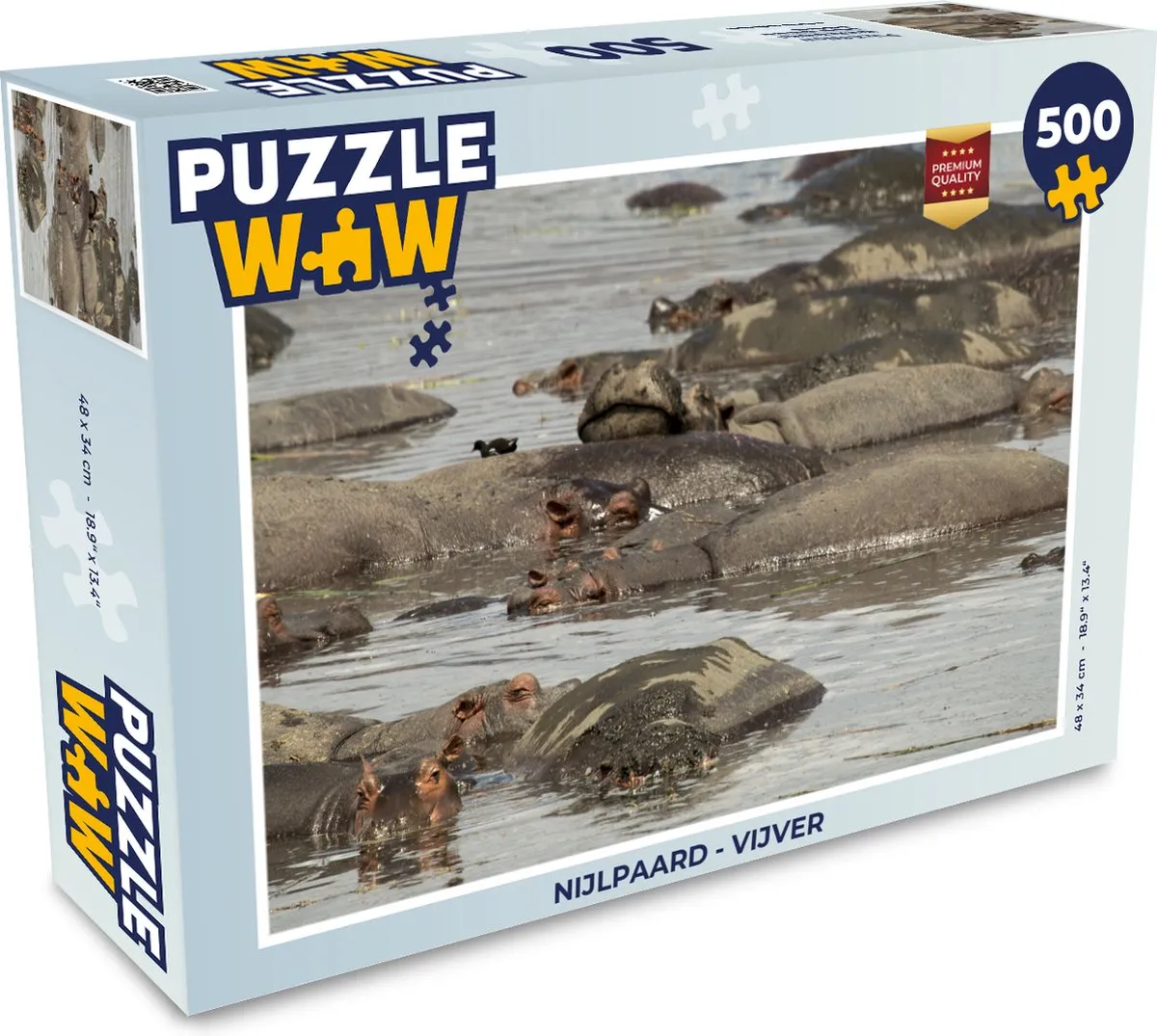 PuzzleWow Nijlpaard Vijver Legpuzzel 500 Stuks