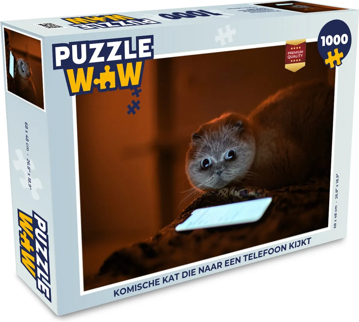 PuzzleWow Komische Kat Legpuzzel 1000 Stuks