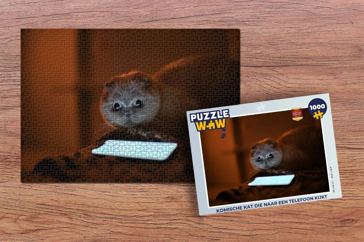 PuzzleWow Komische Kat Legpuzzel 1000 Stuks - Multicolor
