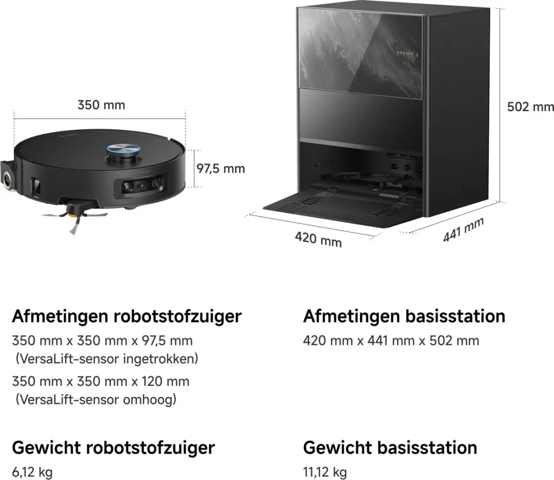 Dreame Aqua 20 Pro Ultra Roller X RLH62DE Stoom-Robotstofzuiger - 40.000 Pa - Zwart - afbeelding 5 van 6