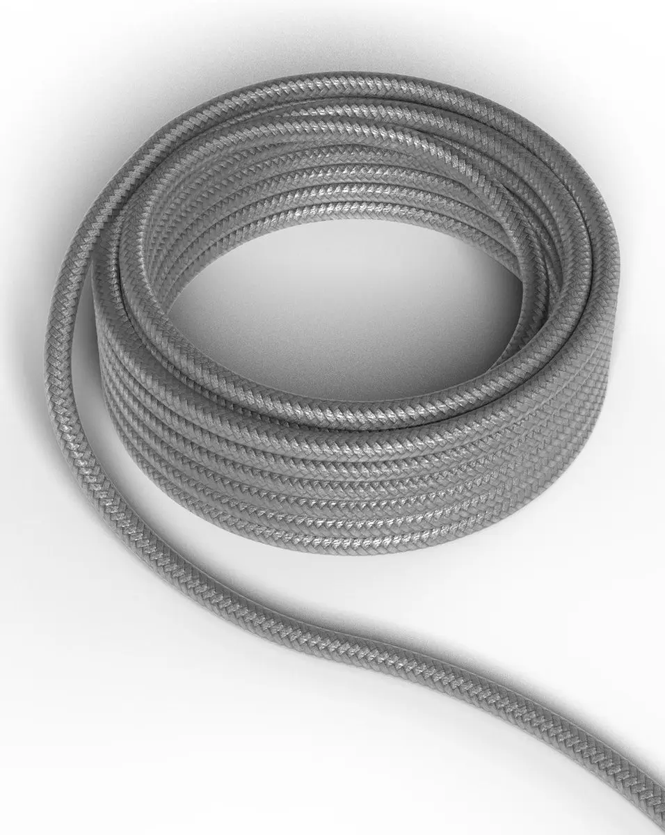 Textielsnoer 2C metallic grijs 1.5 meter