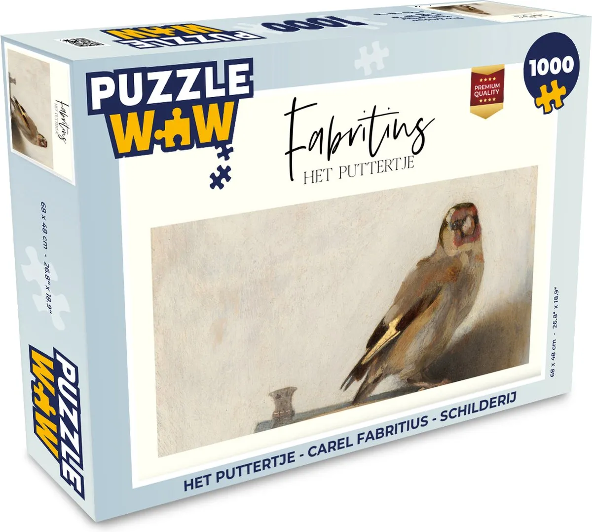 PuzzleWow Het Puttertje Carel Fabritius Legpuzzel 1000 Stuks