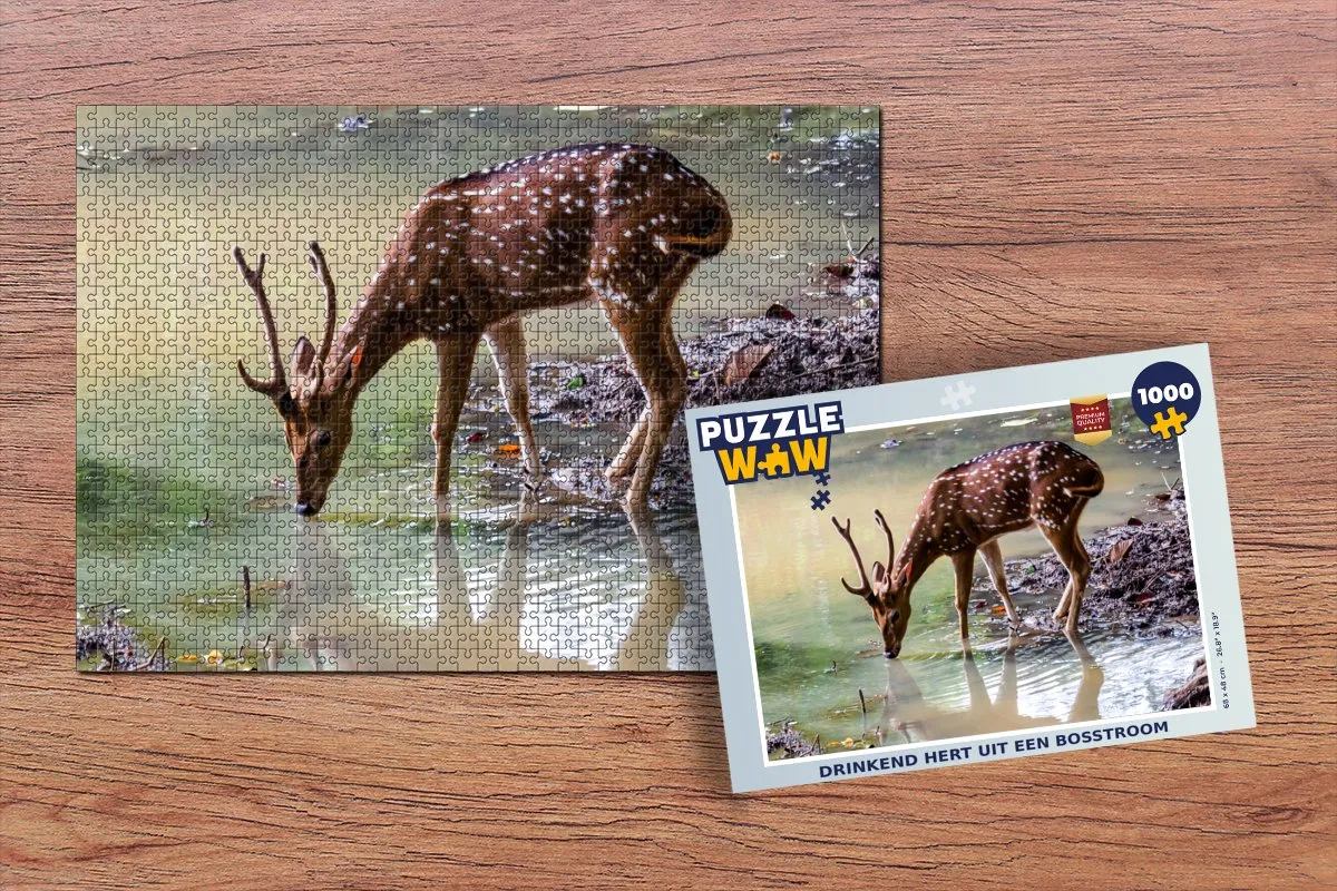 PuzzleWow Hert Gewei Water Legpuzzel 1000 Stuks - Multicolor