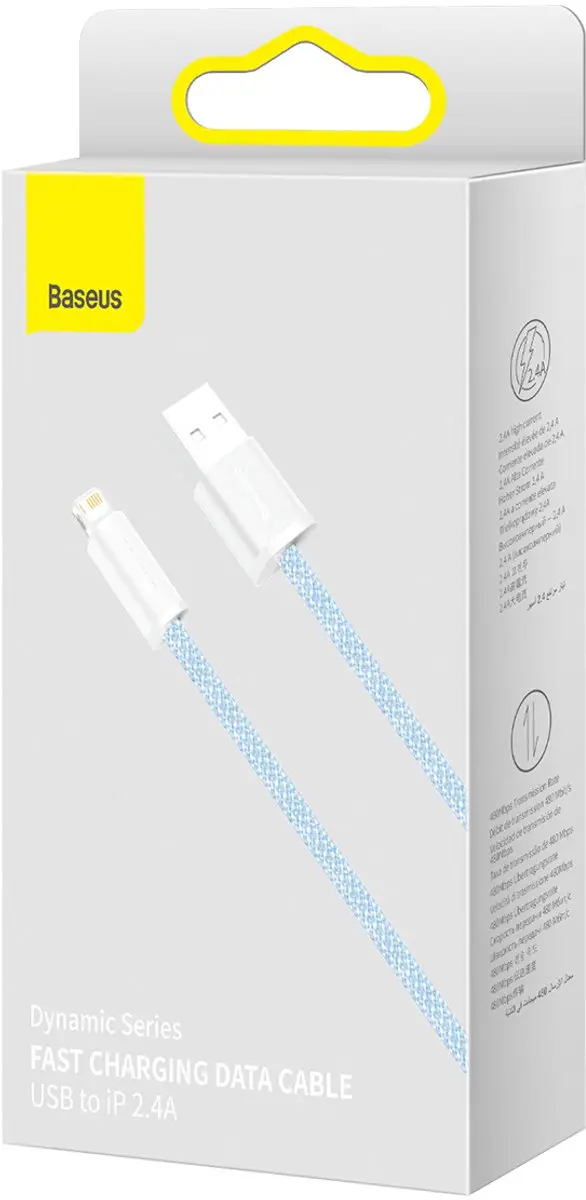Baseus USB A – Lightning Kabel 2m 2.4A - Transparant - afbeelding 4 van 6