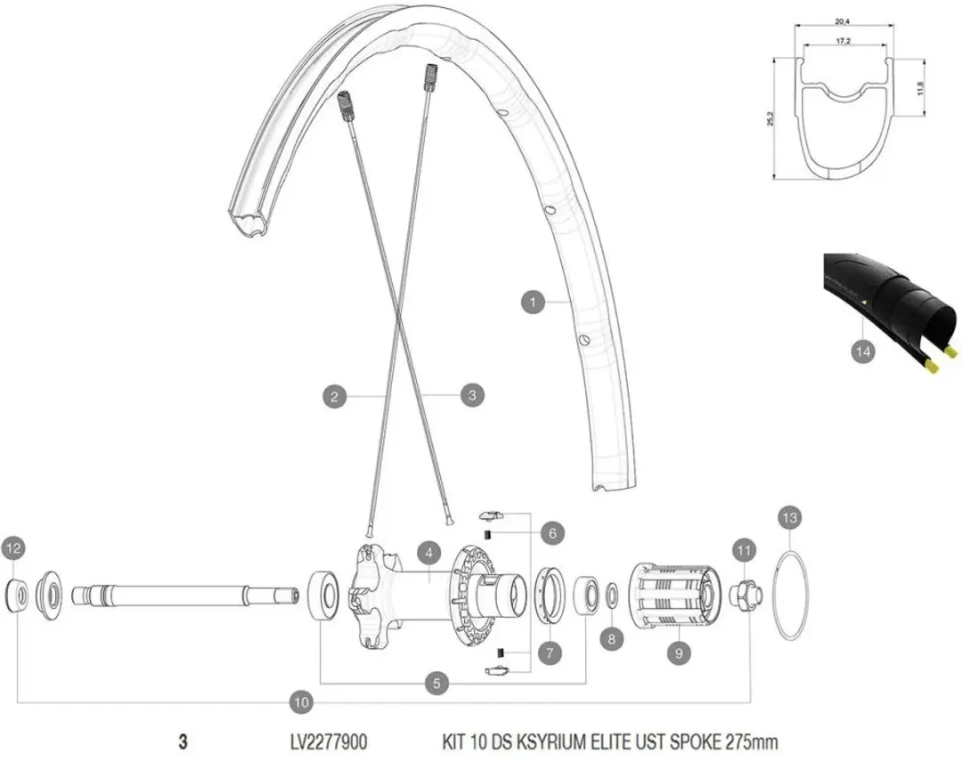 Mavic Kysrium Elite Ust 2018 Achterste Rechter Spaken 10 Eenheden Zwart 275 mm