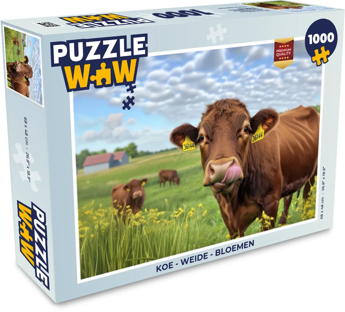 PuzzleWow Koe in de Weide Legpuzzel 1000 Stuks