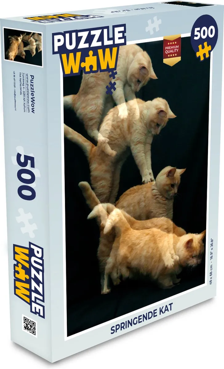 PuzzleWow Legpuzzel Springende kat 500 Stuks