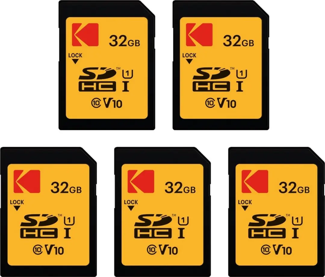 Set van 5 KODAK SDHC Ultra High Speed-geheugenkaarten