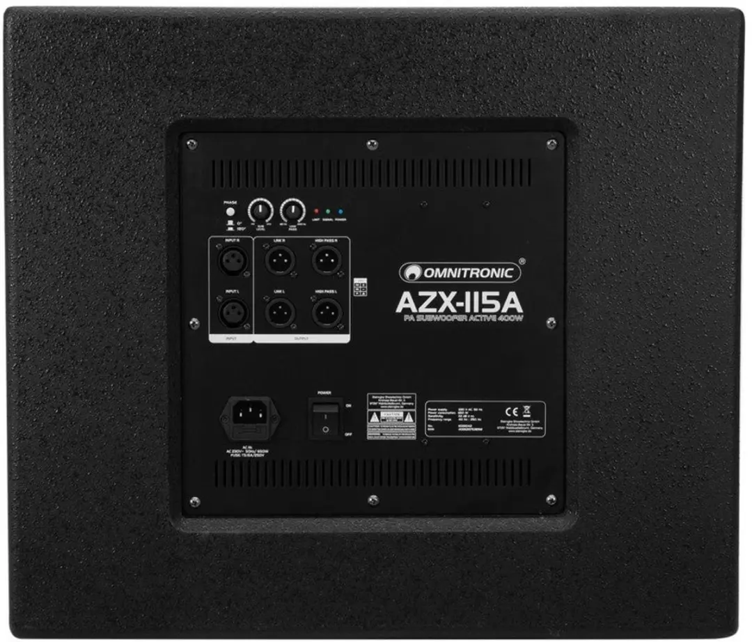 Omnitronic AZX-115A Actieve PA-Subwoofer 400W - 15 Inch - Zwart - afbeelding 2 van 4