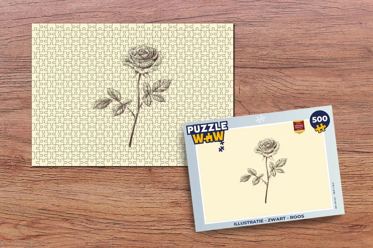 PuzzleWow Legpuzzel Roos 500 Stukjes - Zwart