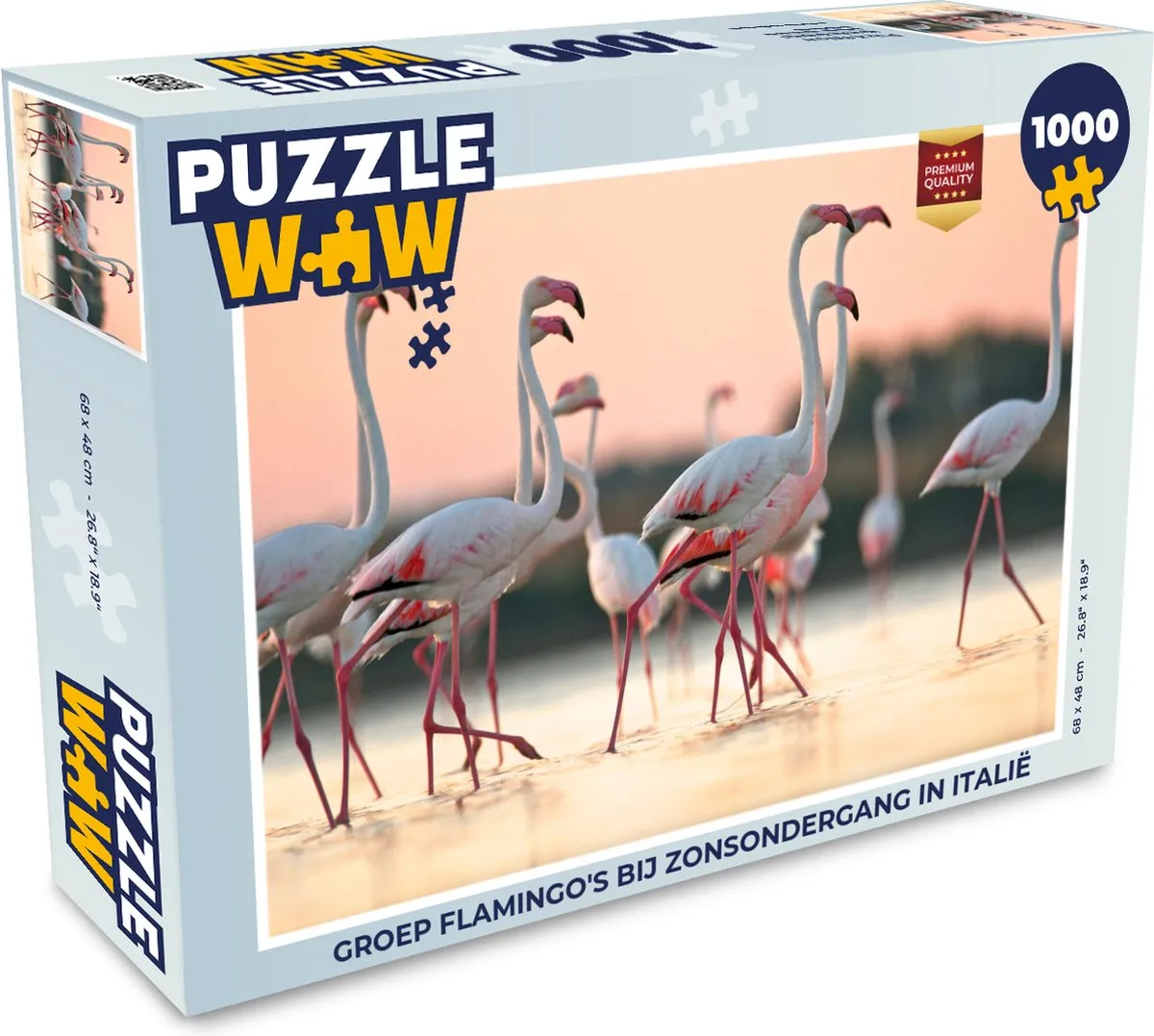 PuzzleWow Legpuzzel Flamingo's bij zonsondergang Italië 1000 Stuks