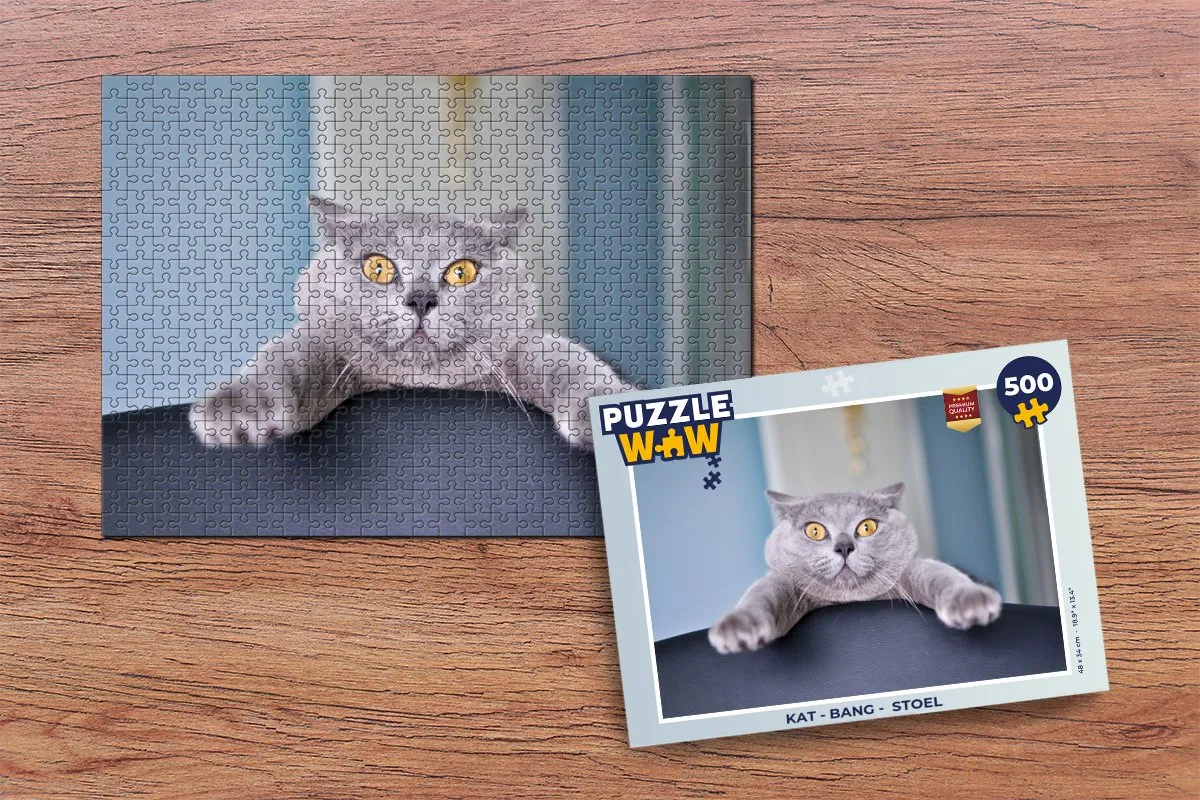 PuzzleWow Kat Bang Stoel Legpuzzel 500 Stuks - Multicolor