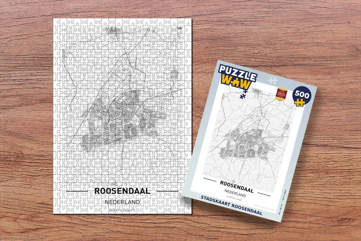 PuzzleWow Stadskaart Roosendaal Legpuzzel 500 Stuks - Multicolor