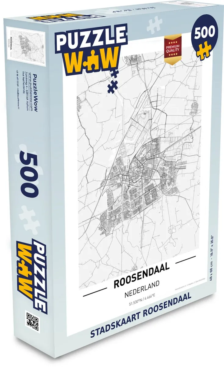 PuzzleWow Stadskaart Roosendaal Legpuzzel 500 Stuks
