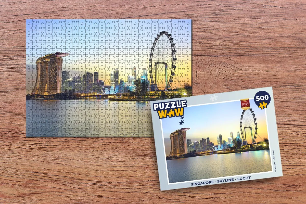 PuzzleWow Singapore Skyline Lucht Legpuzzel 500 Stuks - Multicolor