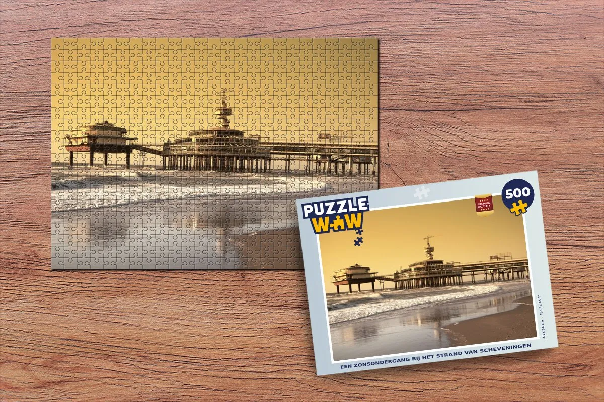 PuzzleWow Legpuzzel Scheveningen Zonsondergang 500 Stuks - Multicolor
