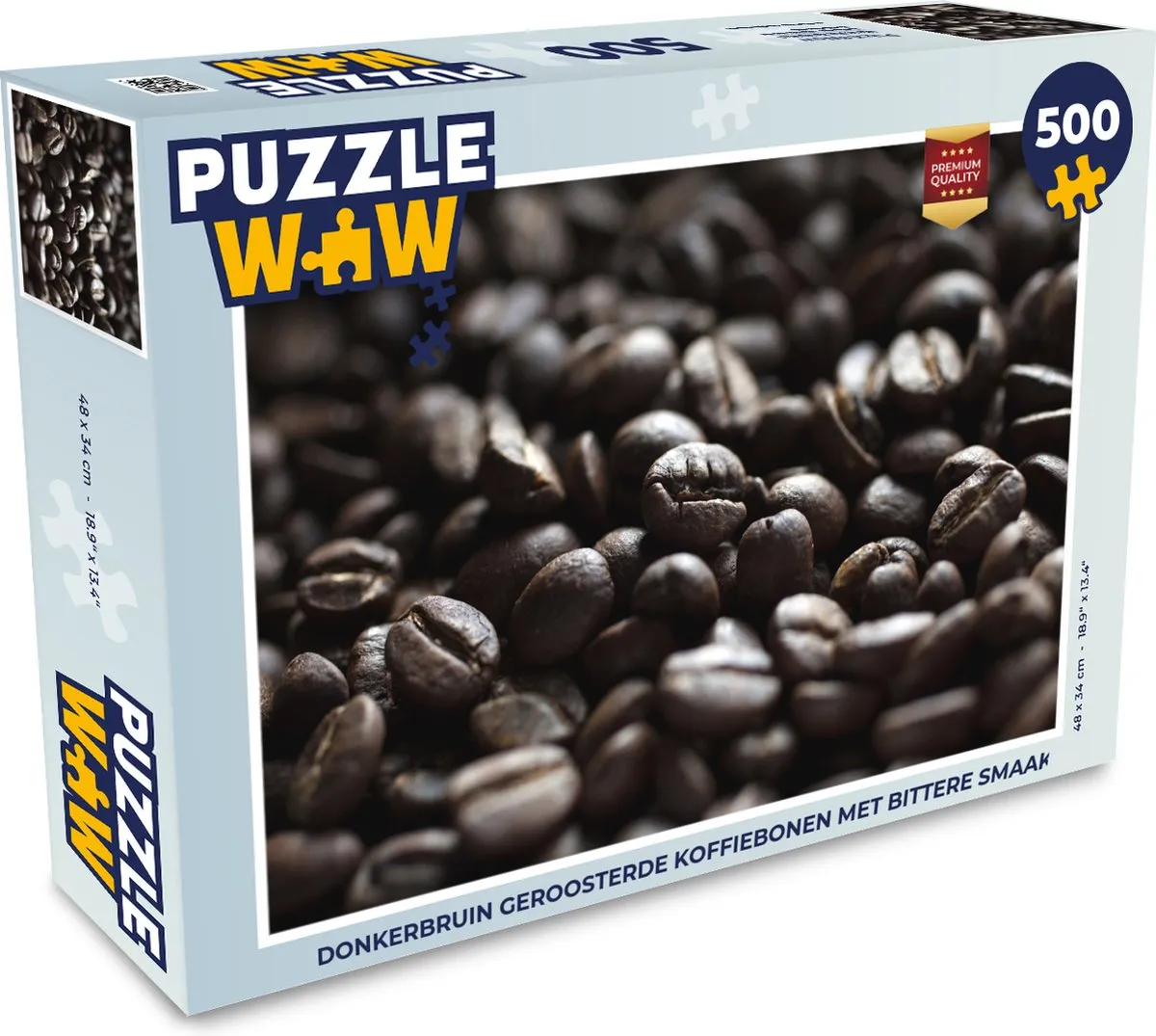 PuzzleWow Puzzel Donkerbruin Geroosterde Koffiebonen 500 Stuks