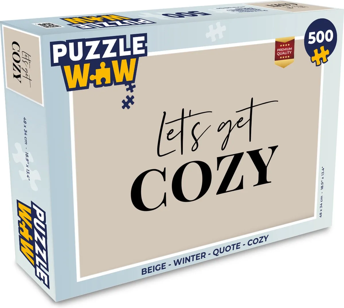 PuzzleWow Legpuzzel 500 Stuks - Cozy Quote - Beige